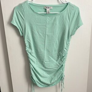 White House Black Market Mint Side-Ruched Short Sleeve Top
